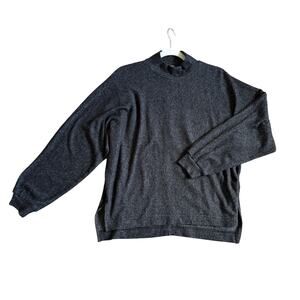 Banana Republic Dark Heather Gray Oversize Mock Neck Sweater Bubble Sleeve Sz XS
